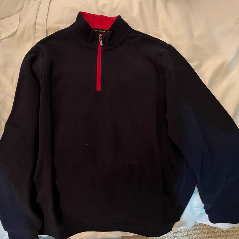 Bugatchi Quarter Zip Pullover Sweater Long Sleeve Navy Blue